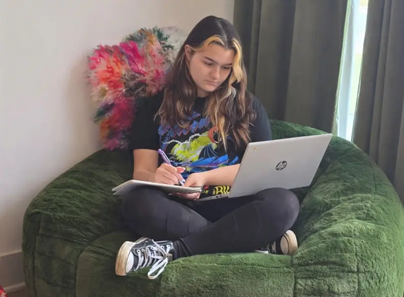 young woman studying